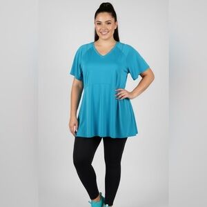 Copper Life 3XL Turquoise V-Neck Tunic Top Copper-Zinc Infused